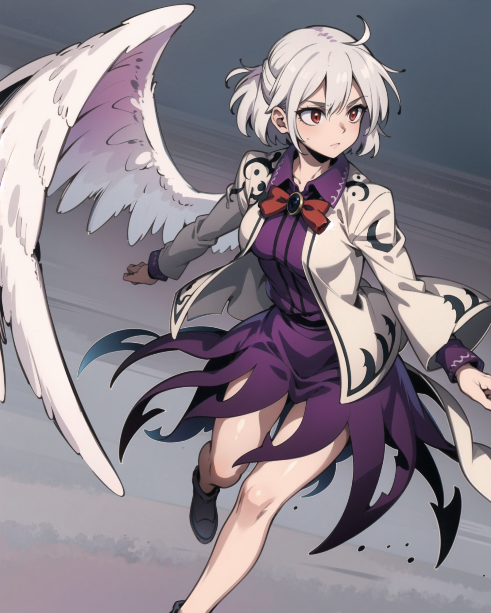 00781-609715219-masterpiece, best quality, _lora_KishinSagume_1_,kishin sagume, 1girl,white hair,short hair, red eyes,bow, single wing,white jac.png